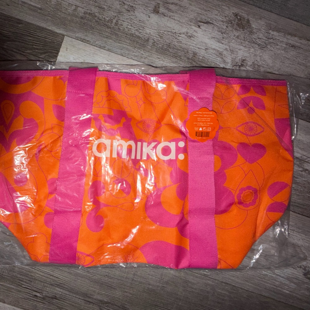 Amika Vibrant Pink and Orange Tote